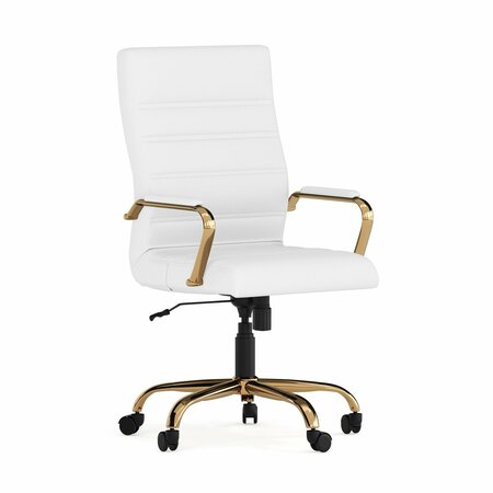 Flash Furniture White Leather Gold Frame High Back Chair GO-2286H-WH-GLD-GG